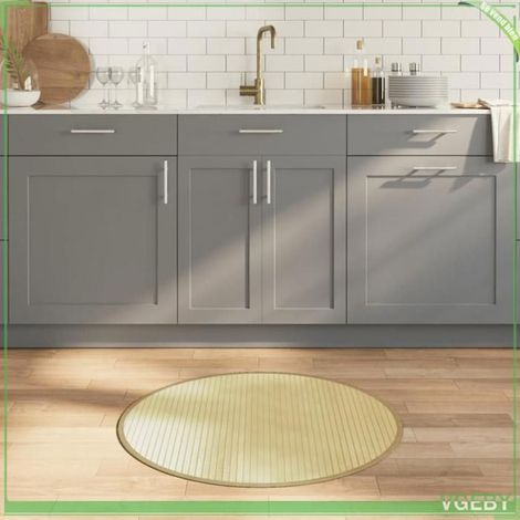 376981 Tapis rond naturel clair 80 cm bambou (1/5)