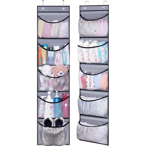 Organisateur De Rangement Sur Porte - 5 Poches En Maille - Pour Salle De Bain Chambre Ou Couloir - Hauteur 130 Cm - Lot De 2 (1/5)