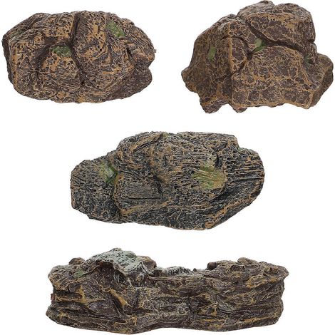 Lot de 4 décorations miniatures créatives pour paysage, pierres simulées, sable, ornements de table-Dark Grey (1/3)
