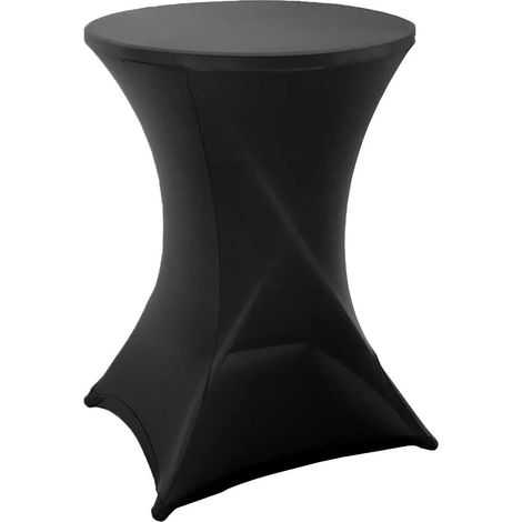 Housse table bar noire diamètre 80cm stretch (1/4)