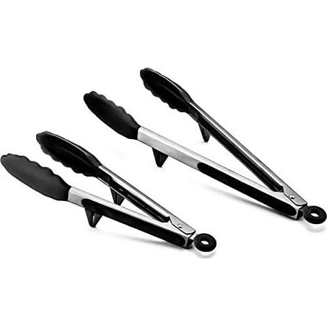 Lot de 2 pinces de cuisine en silicone haute résistance à la chaleur, 23 et 30 cm, pour BB (1/4)