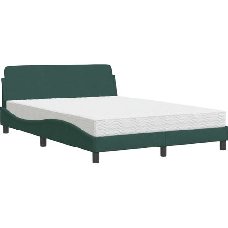 Cama con colchón Dover terciopelo verde oscuro 140x200 cm vidaXL (1/5)