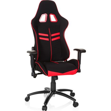 Gaming Stuhl / Bürostuhl LEAGUE PRO I Stoff / Kunstleder schwarz / rot hjh OFFICE