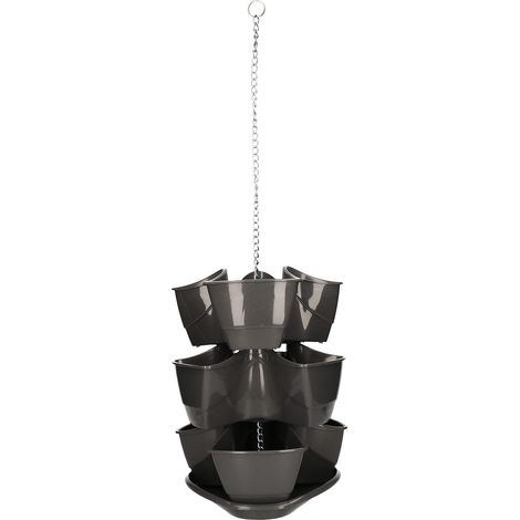 KOTARBAU Lot de 3 pots à herbes verticales à suspendre Anthracite 40 x 30 cm (1/5)