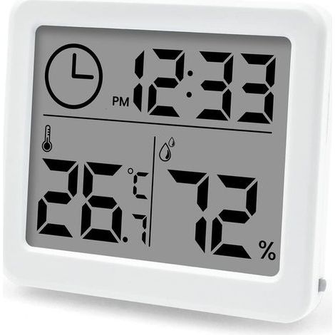 Hygromètre-moniteur haute précision, thermomètre LCD avec affichage de l'humidité intérieure et thermomètre de serre de bureau (pile incluse) (1/5)
