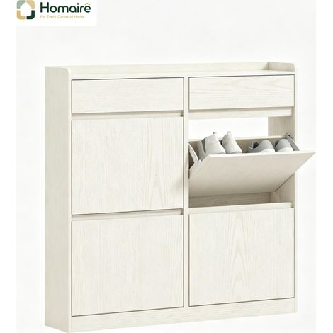 Weißer Schuhschrank mit Stauraum aus weißem Holz 98 x 19,2 x 95,3 cm HOMAIRE (1/5)