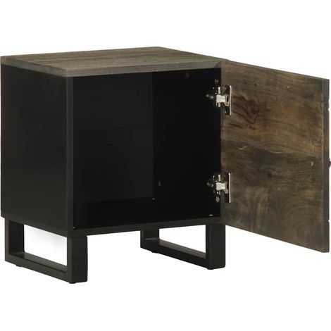 Maison Exclusive - Comodino Nero 40x33x46 cm in Legno Massello di Mango (1/5)