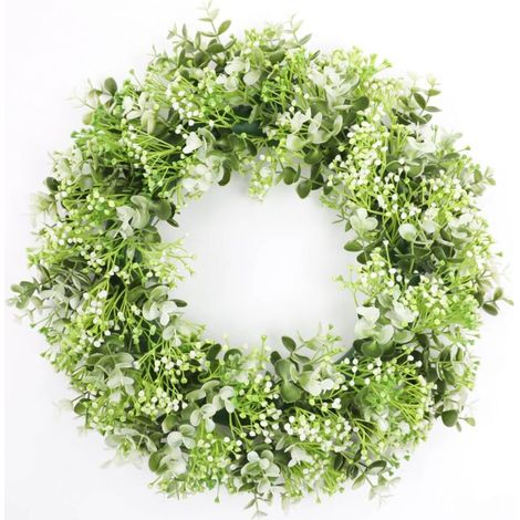 Couronne en plastique, simulation de plante verte, grande couronne d'eucalyptus, décoration de porte américaine, décoration (1/5)