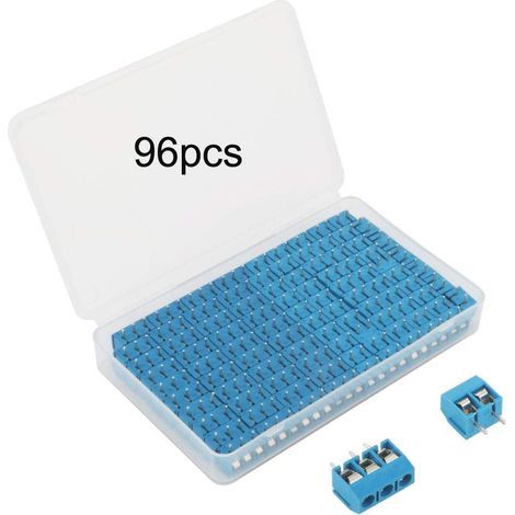 96 piezas de bloque de terminales de tornillo para PCB, bloque de terminales de soldadura de 2 y 3 pines, azul, 5 mm, conector de tornillo para PCB de 300 V y 10 A (1/5)
