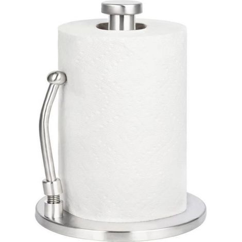 Porte-rouleau de papier essuie-tout en acier inoxydable, distributeur de rouleaux pour comptoir de cuisine (argent) (1/5)