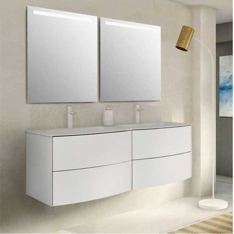 Mobile Bagno Soho122 cm SospesoBianco Opaco Base 4 cassetti - Lavabo in Resina (1/5)