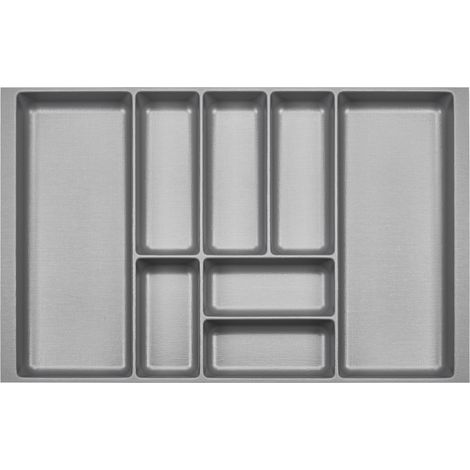 ORGA-BOX 2 Besteckeinsatz Tiefe 462 mm für Nobilia Küchen Canvas-Struktur silbergrau Schubladeneinsatz Breite 709 mm für Schubladen 800 mm