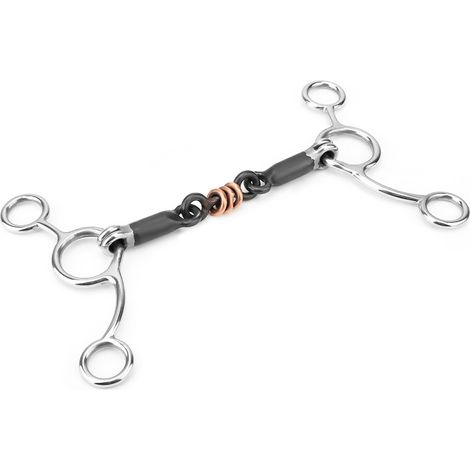 Mors à mâcher pour cheval en acier inoxydable avec embouchure en acier noir (1/5)