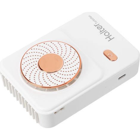 Ventilateur de cou rechargeable USB, 3 vitesses, portable pour extérieur - Blanc