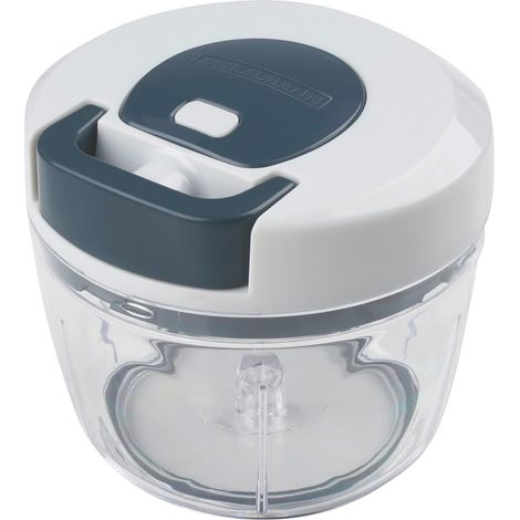 Fackelmann Tritatutto Multifunzione, Linea Easy Prepare, Ideale per tritare cipolle, Noci, Erbe aromatiche, e Altro ø14,5x13cm, Colore:Blu Scuro e Bianco (1/4)