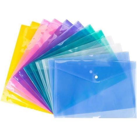 Enveloppes Porte-documents - Non spécifié - A4 - 12 pièces - Plastique Transparent - 6 Couleurs Assorties (1/4)
