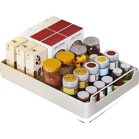 Ausziehbarer Schubladenorganisator, Edelstahl, ohne Bohren Installation, 30cm-weiß (1/2)