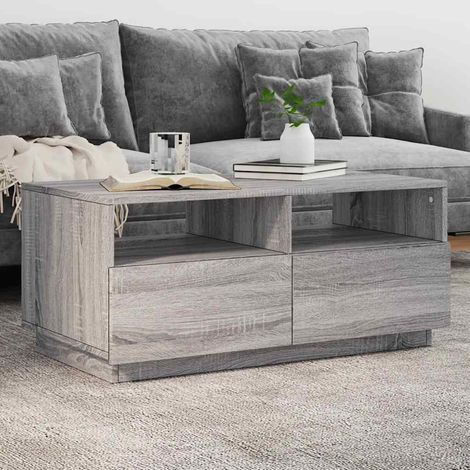 Couchtisch mit LED-Leuchten Grau-Sonoma 90x49x40 cm vidaXL
