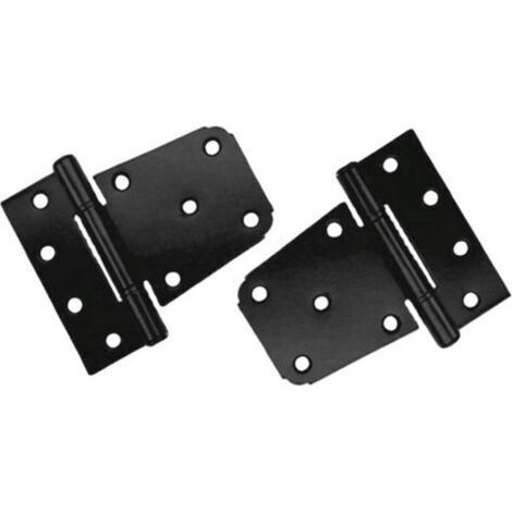 Lot de 2 piezas Charnière Porte Lourde, Charnières en Acier au Carbone Noir, Charnières de Porte Plates pour Abri de Jardin, Grange, Clôture en Bois (Vis Incluses) (Noir) (1/5)