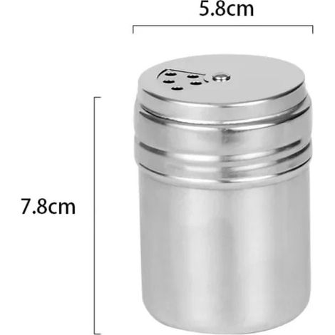 Moulin à épices - Bocal à assaisonnement en acier inoxydable avec sélecteur rotatif de trou - Pour sel poivre sucre et épices en poudre - 1 pièce (1/5)