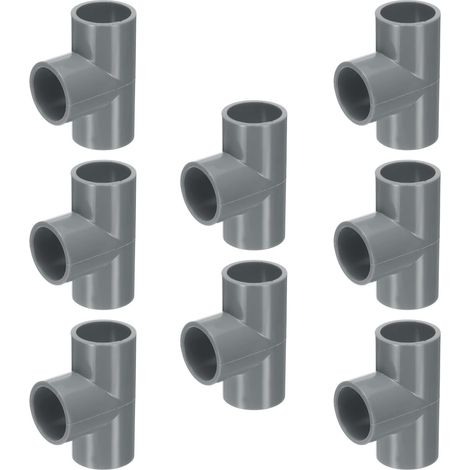 8pcs Tee PVC Raccord 1/2" 3 Voies Connecteur Meuble Construction Grade Tuyau Coude Raccords Pour Égout Plomberie Drain Tuyau Approvisionnement Eau Construction Jardin, Gris (1/5)