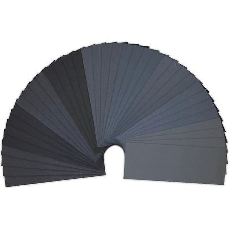 Lot de 36 feuilles de papier de verre, 23 x 9,3 cm, pour ponçage à sec ou humide, grains 400/600/800/1000/1200/1500/2000/2500/3000 (4 x 9) (1/5)