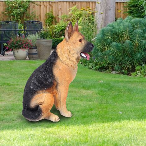 Hundefigur aus Kunstharz für den Garten – Tierdekoration für Balkon oder Rasen – Kunsthandwerk