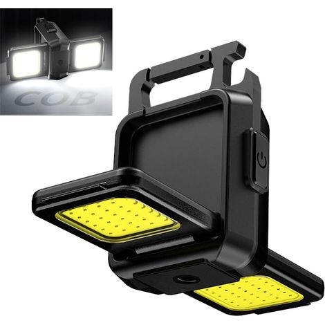 Mini Lampes de Travail LED Multifonction 1000 lumens lampe de Poche Rechargeable COB Porte-clés Lampes de Poche, avec Support Pliant pour la Éclairage de Secours Camping Réparation (1/5)