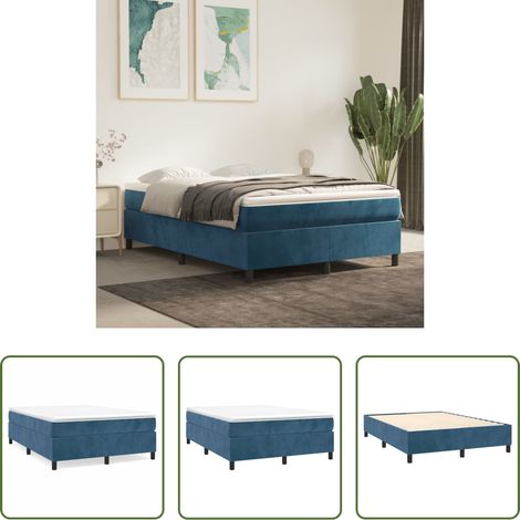 Samtbettgestell - Boxspringbettgestell Dunkelblau 140x200 cm Samt (1/5)