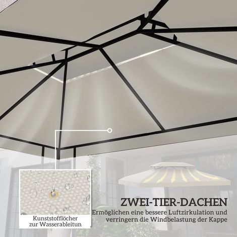Toit de rechange Outsunny pour pergola 3x4 m, imperméable, double couche, en polyester blanc crème, pour abri de jardin.