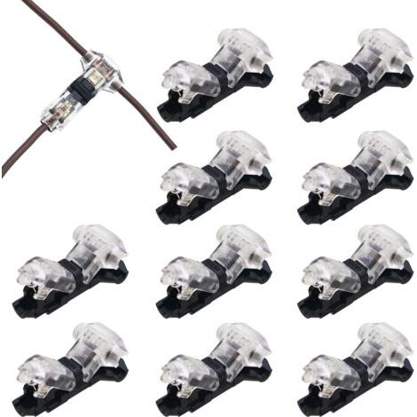 QORVA-10 pièces Connecteur en T 1 broches pour fil electrique 20/22 AWG Voiture Étanche Connecteur Électrique - sans soudure en fils câble Voiture LED éclairage connecteur etanche Cosses et kits