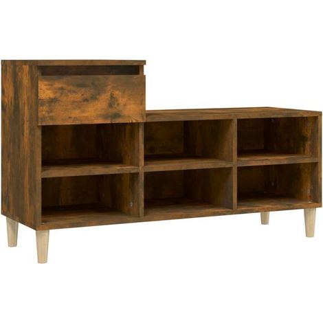 Meuble à chaussures, chêne fumé, 102 x 36 x 60 cm, bois d'ingénierie (1/5)