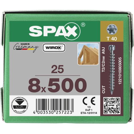 Spax S Zylinderkopf 8 x 500 T-STAR PLUS T40 VG CUT 25 Stk (1/5)