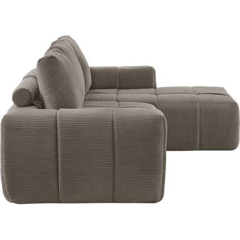 ELVMI Canapé d'angle segmenté 2 Places avec Coussins amovibles en Corduroy Taupe (1/5)