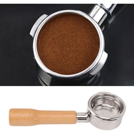 Universeller Griff für Breville Series 9 Kaffeemaschinen, 58 mm, zwei Griffe, bodenlos, Edelstahl C1, naturfarben Buche (1/5)