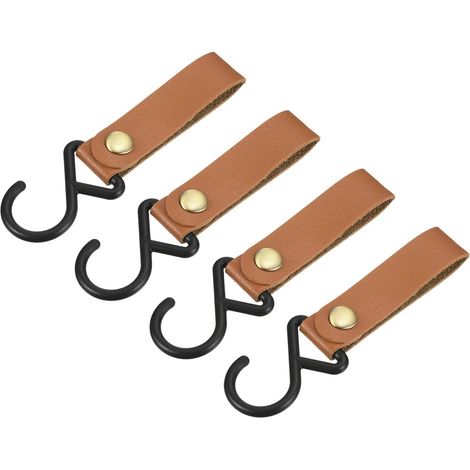 4 Pack PU Leder S Regal Haken pour Camping Aufhänger Plastik Außenzubehör Brun (1/5)