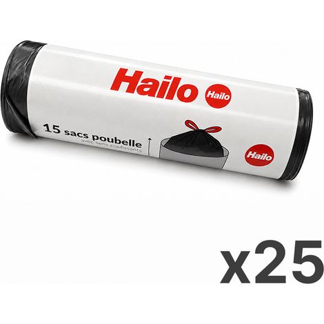 25 rouleaux de 15 sacs poubelle universels 20 à 30L