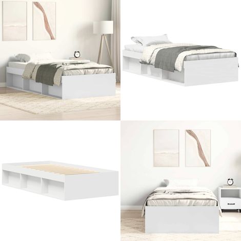Bettgestell Weiß 75x190 cm - Holzbettfassungen - Bettrahmen Weiß - Einzelbett - Massivholzbette - Bettkasten Mit Schubladen - Home & Living (1/5)