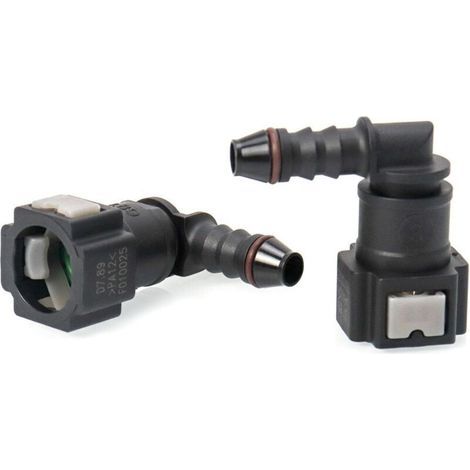 Lot de 2 Connecteur de Tuyau de Carburant de Voiture, Raccord durite Essence, connecteur Rapide à 90 degrés, Plastique 7.89mm Connecteur ID6 (1/4)
