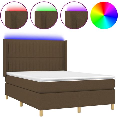 Maison Exclusive - Boxspringbett mit Matratze & LED Dunkelbraun 1