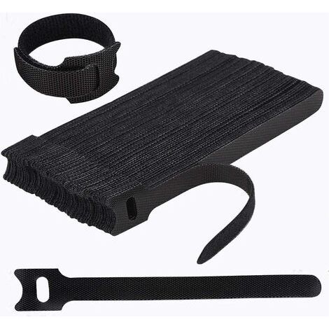 50 Pièces Colliers Serre Câbles, Attache Cable, Ruban Serre Câble Réutilisable, Découper à la Longueur, Découpe Facile pour Cordes et Gestion des Câbles, 12mm150mm Noir (1/5)