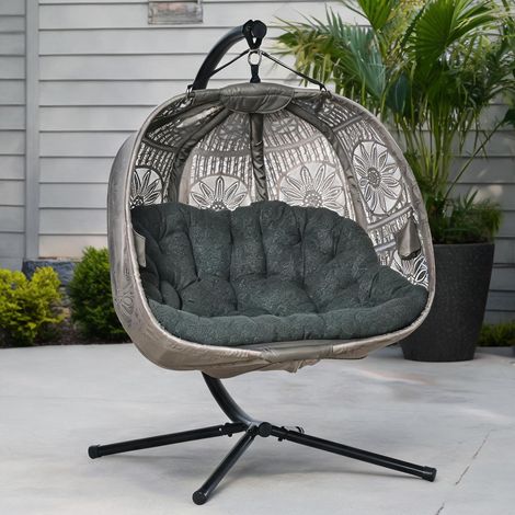 Fauteuil suspendu 2 places avec support en acier (1/5)
