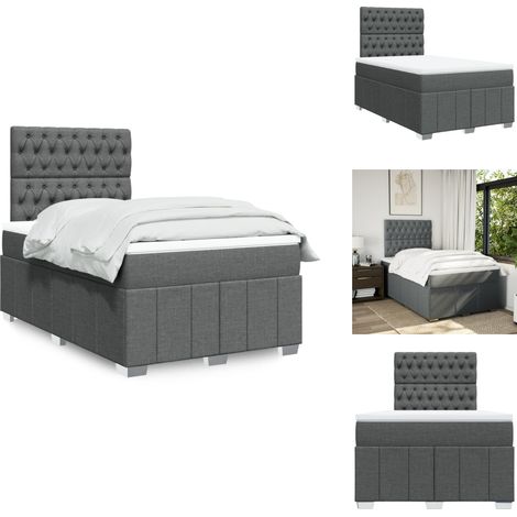 Sommier à lattes de lit avec matelas gris foncé 120x190cm tissu - Sommier À Lattes De Lit - Sommiers À Lattes De Lit - Lit - Meuble De Chambre À Coucher (1/5)