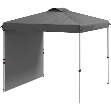 Carpa plegable jardín 2,5x2,5m anti-UV avec 1 paroi latérale et sacs de sable gris foncé hauteur ajustable (1/5)