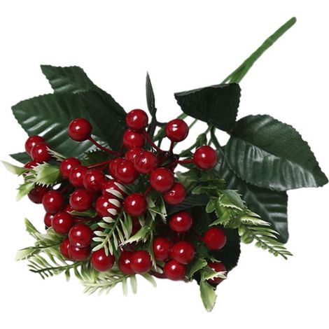 Rameau Artificiel De Baies - 30 x 16 cm - Rouge - Pour Décoration De Sapin De Noël Couronne Guirlande Et Projets Créatifs - 1 Pièce (1/5)