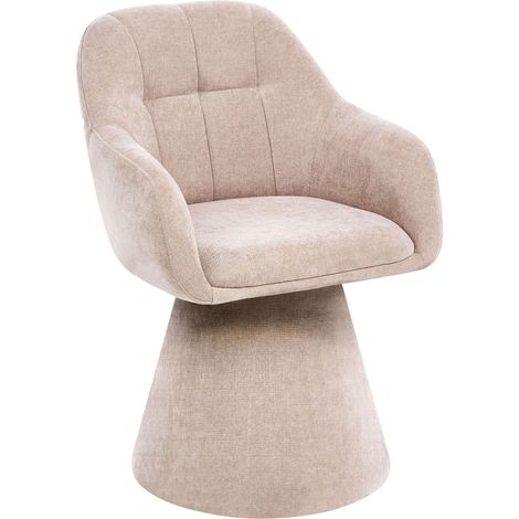 Swivel Dining Chair Light Beige Chenille Fully Upholstered Thickly Padded Wide Seat Modern Living Room LIVONIA (1/5)