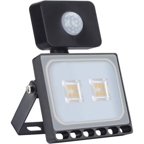Projecteur LED Avec Détecteur de Mouvement 10W, IP65 Étanche Lumières Extérieures, Éclairage de Sécurité Blanc Chaud 2800-3200K, Spot LED Exterieur pour Rechercher, Garage, Cour [Classe énergétique F] (1/5)