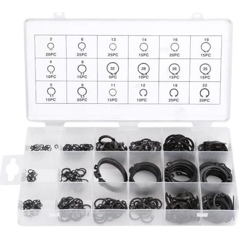 Anneau de retenue de circlips - 300 PCS - Métal durci - 2 mm - Résistant et durable (1/4)