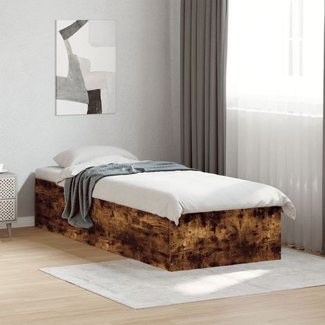 Bed Frame without Mattress Smoked Oak 75x190 cm Small Single Engineered Wood vidaXL (1/5)