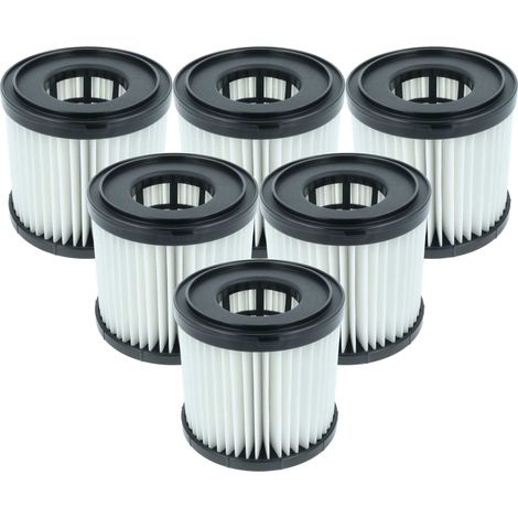 vhbw 6x filtre plissé compatible avec Ryobi PCL734, P3240, PCL733 aspirateur - noir / blanc
